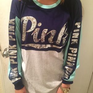 PINK long sleeve bling top