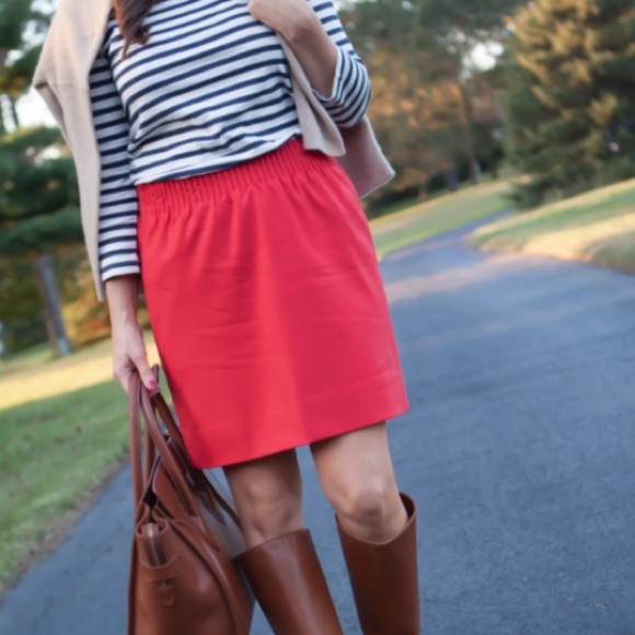 J.Crew Skirt Chili Red Crinkle City Mini - Size 0