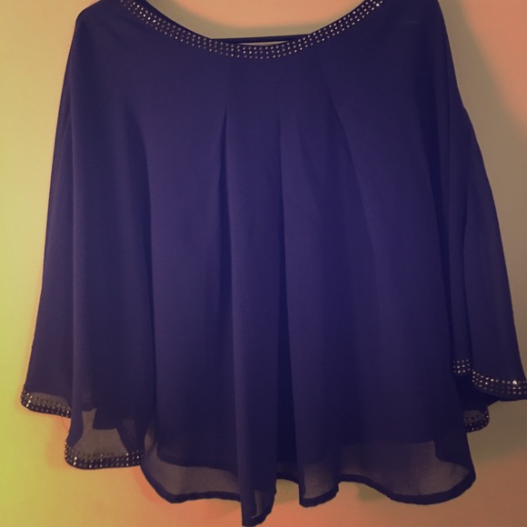 Royal blue sheer shawl with rhinestones - Picture 1 of 4