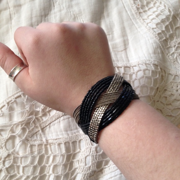 black and silver cuff bracelet