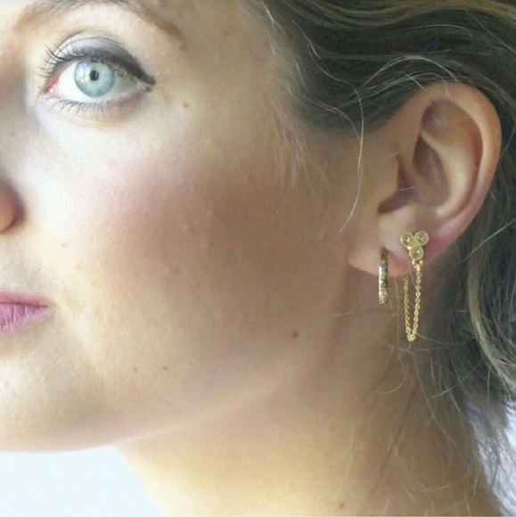 16K Triad Gun Metal W Black Diamond Drop Earrings - Picture 3 of 4