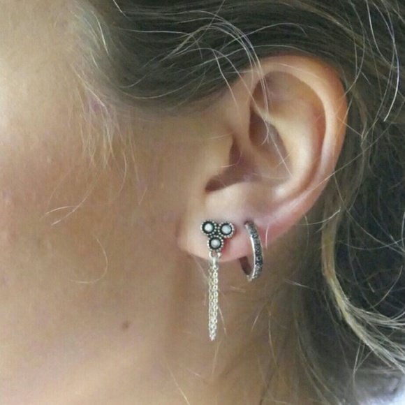 16K Triad Gun Metal W Black Diamond Drop Earrings - Picture 4 of 4