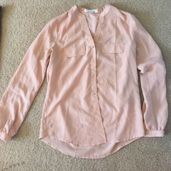 Light pink chiffon long sleeve shirt