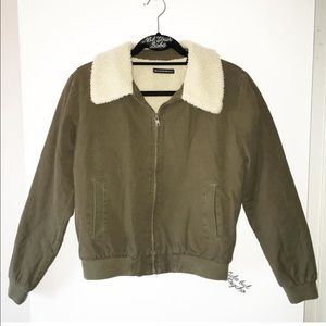 Brandy Melville olive green fur Nelson jacket