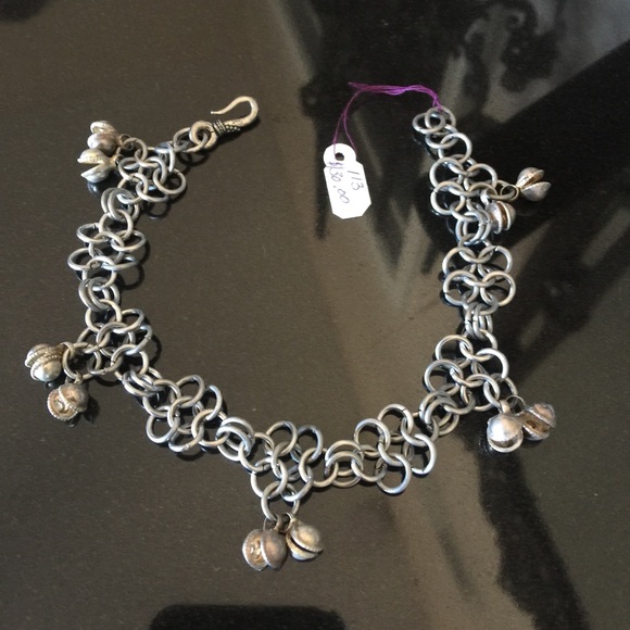 Chain Maille Flower Pattern Bell Anklet - Picture 2 of 2