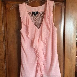 🇺🇸SALE🇺🇸Pink sleeveless Blouse Ruffle Lace