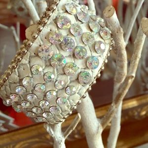 White leather bling bracelet