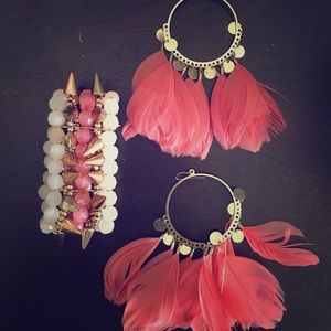 Coral and gold accessory bundle