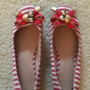 Red and white Aldo flats
