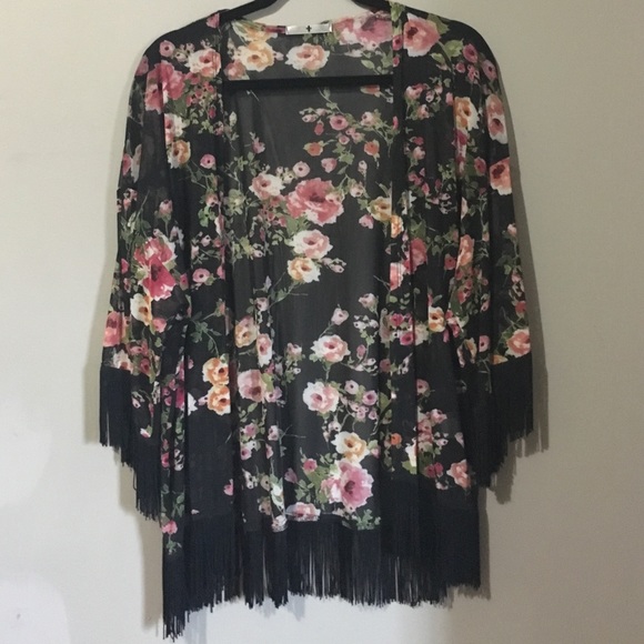 Sheer floral kimono
