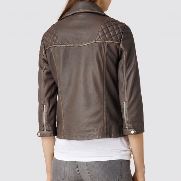 All saints Cropped Cargo Leather Jacket 4 - Picture 2 of 3