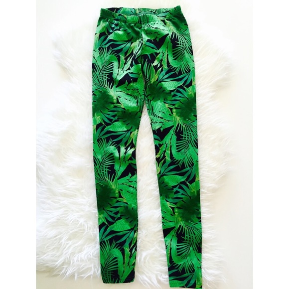 Jungle Leaves Leggings, Size Small