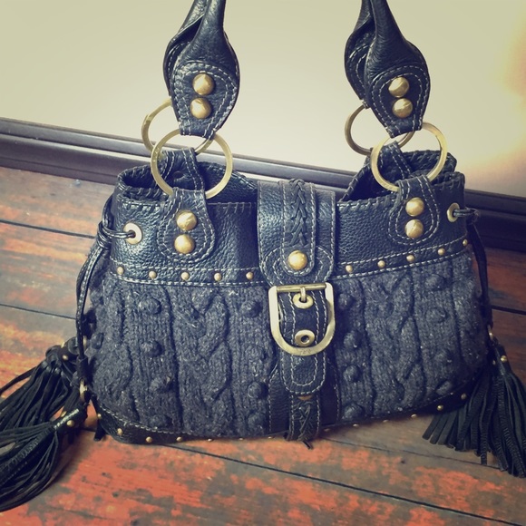 $550 @ Anthropology Cable-Knit & Leather Handbag