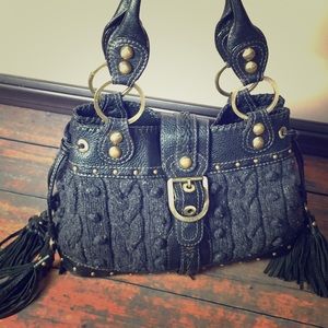 $550 @ Anthropology Cable-Knit & Leather Handbag