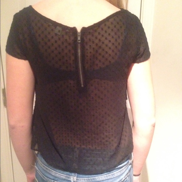 Black Chiffon Ruffled Tee - Picture 2 of 2
