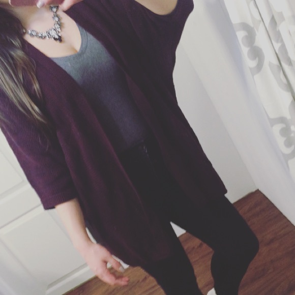 NWT burgundy batwing cardigan - Picture 2 of 4