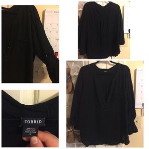 Torrid black half button up blouse