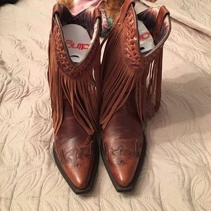 Dingo leather fringe cowboy boots