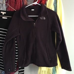 Deep purple North Face fleece jacket.