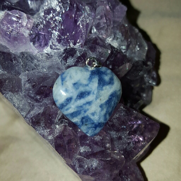 Heart pendant, blur marbled natural stone