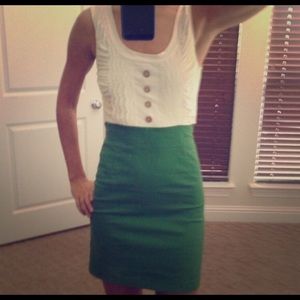Green and white dress