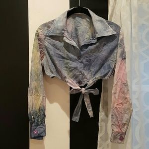 American Vintage Tie Dye Crop Button Down