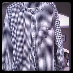 Button up Nautical blue checker collar shirt