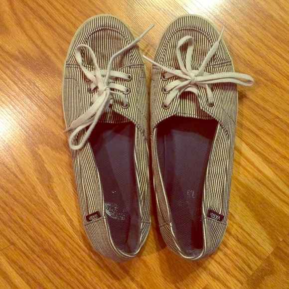 Size 7.5 striped vans flats