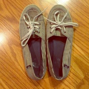Size 7.5 striped vans flats