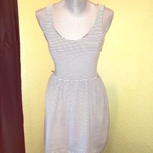 Black and White striped day dress