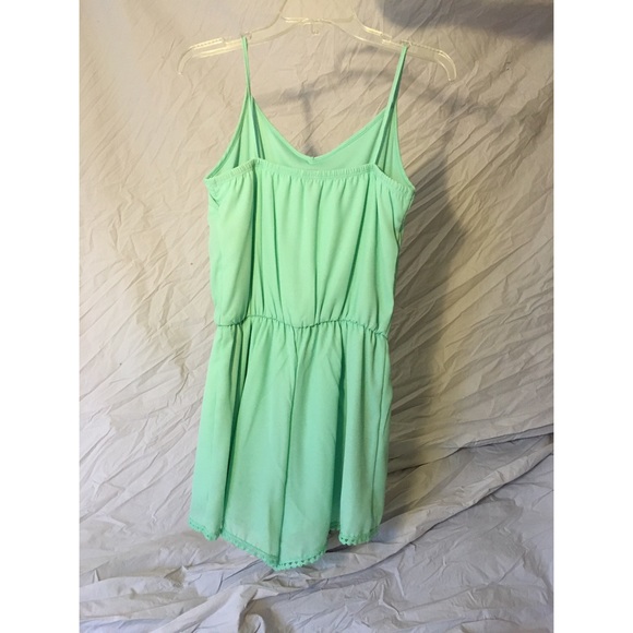 mint green romper with pom poms - Picture 2 of 4