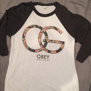 Obey floral baseball shirt
