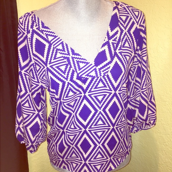 Patterned Blue and Peach blouse