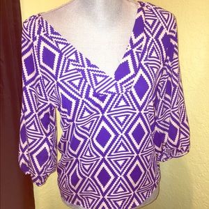 Patterned Blue and Peach blouse