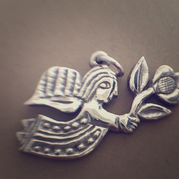 James Avery Angel with Flowers Pendant