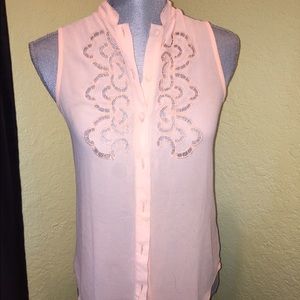Peach button up top
