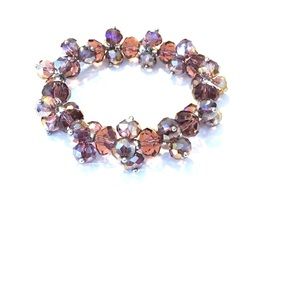 Purple beaded bracelet, stretchy