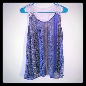 Beautiful Sheer Tank with Crochet Racerback