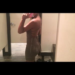 Navy green backless dress!