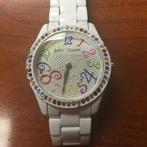 Betsy Johnson white metal watch