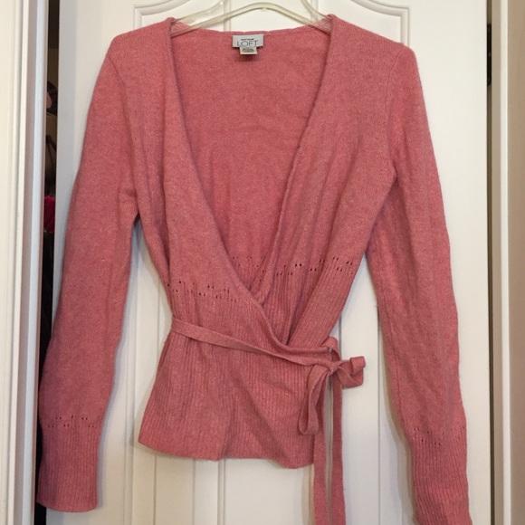 Salmon pink wrap sweater