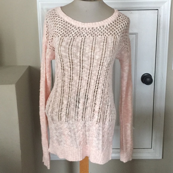 Mossimo Supply Co. Sweaters - Mossimo- long, Light pink peachy crochet sweater M