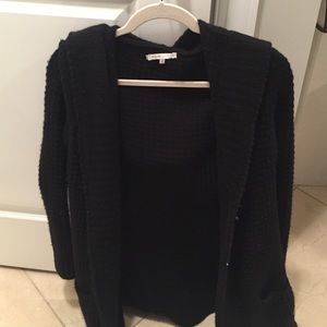 Vince hooded black wool & cashmere sweater