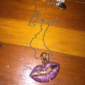 Rhinestone lip print Betsey Johnson necklace