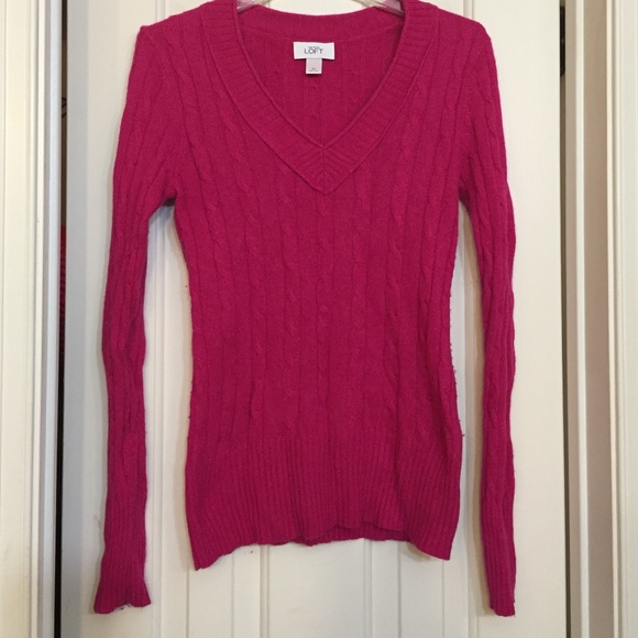 Hot pink cable knit sweater