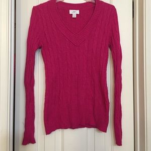 Hot pink cable knit sweater