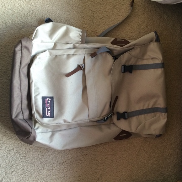 Slightly used tan jansport backpack
