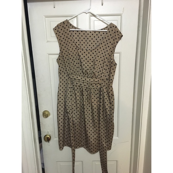 PLUS SIZE  beige and black polka dot dress