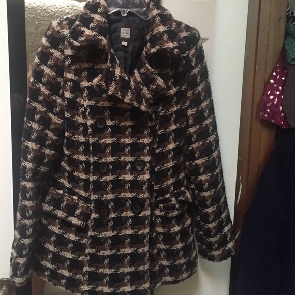 Old Navy brown houndstooth double-breasted coat - Picture 1 of 4