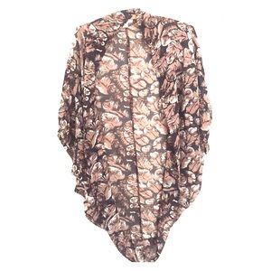 feather-print sheer kimono